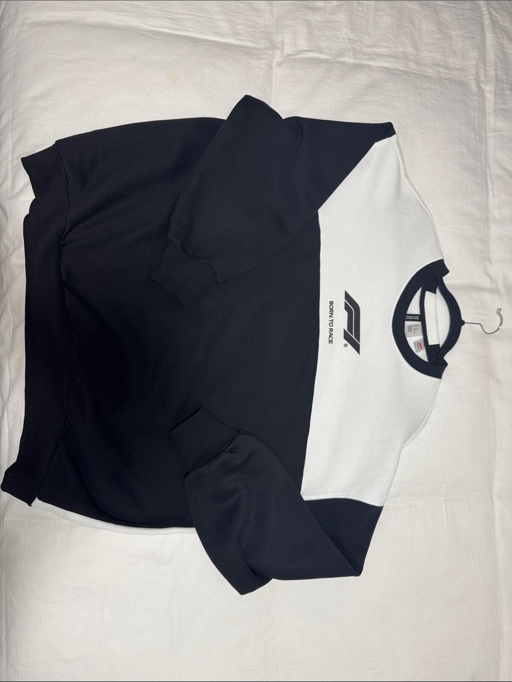 Divided Black and White Colorblock Crewneck Sweater